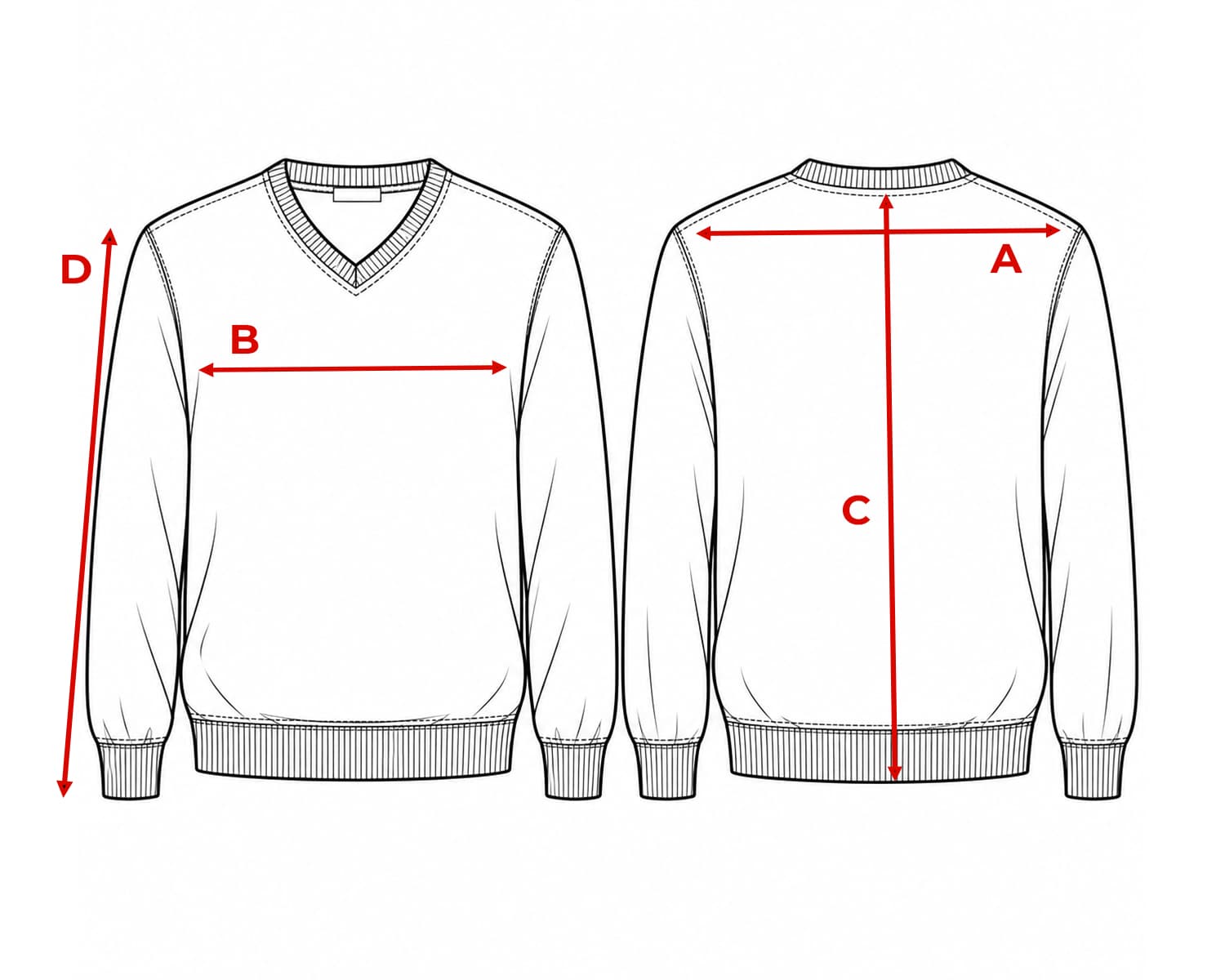 Maglione Scollo a V - Nero - Misto Lana Merinos - Manica Lunga — Trova la taglia giusta